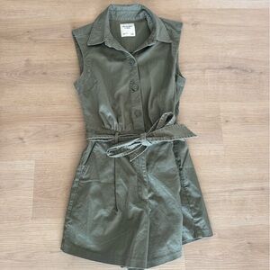 Abercrombie and Fitch Olive Green Button-Up Jumpsuit